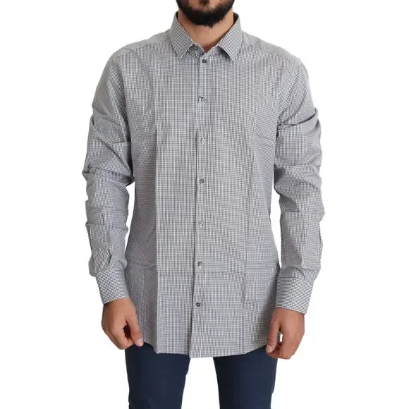 Dolce & Gabbana | Shirts | Dolce Gabbana Black White Checkered Gold Dress  Cotton Shirt | Poshmark